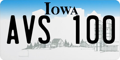 IA license plate AVS100