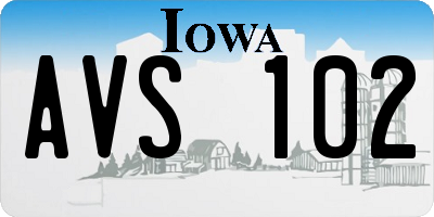 IA license plate AVS102