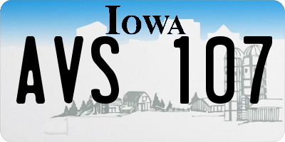 IA license plate AVS107
