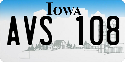 IA license plate AVS108
