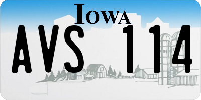 IA license plate AVS114