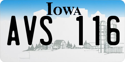 IA license plate AVS116