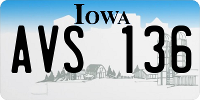 IA license plate AVS136