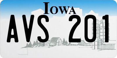 IA license plate AVS201