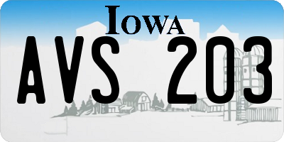 IA license plate AVS203