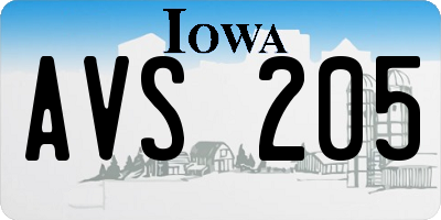 IA license plate AVS205