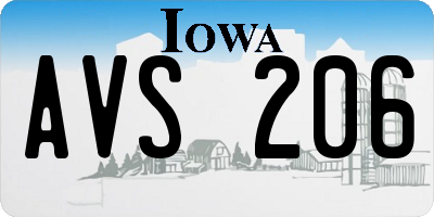 IA license plate AVS206