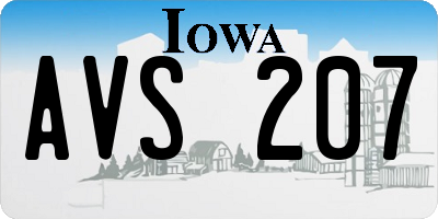 IA license plate AVS207