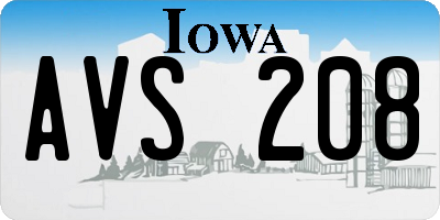 IA license plate AVS208