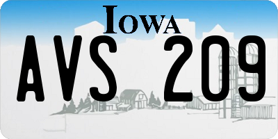 IA license plate AVS209