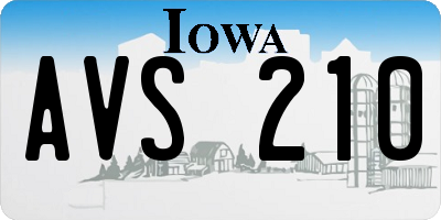 IA license plate AVS210