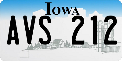 IA license plate AVS212