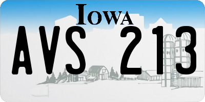 IA license plate AVS213
