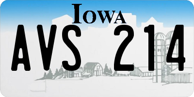 IA license plate AVS214