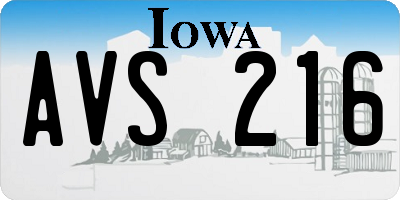 IA license plate AVS216