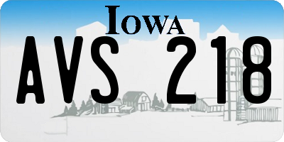 IA license plate AVS218