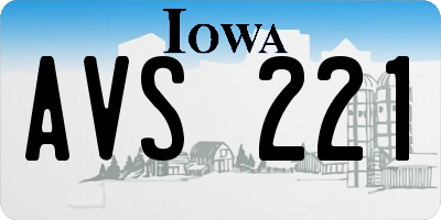 IA license plate AVS221