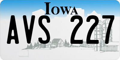 IA license plate AVS227