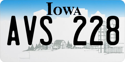 IA license plate AVS228