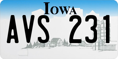 IA license plate AVS231