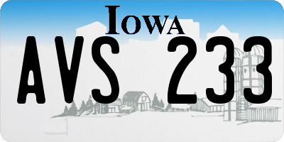 IA license plate AVS233