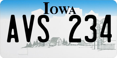 IA license plate AVS234