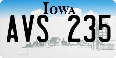 IA license plate AVS235