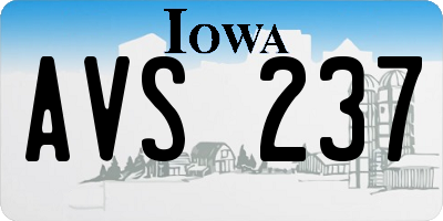 IA license plate AVS237
