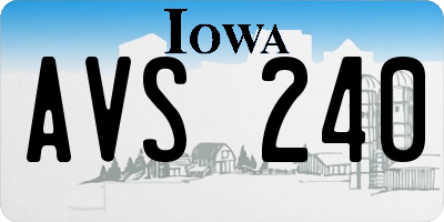 IA license plate AVS240