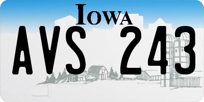 IA license plate AVS243