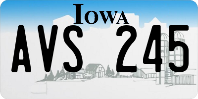 IA license plate AVS245