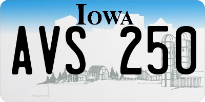 IA license plate AVS250