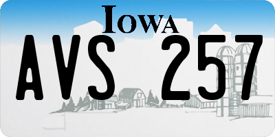 IA license plate AVS257