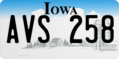 IA license plate AVS258