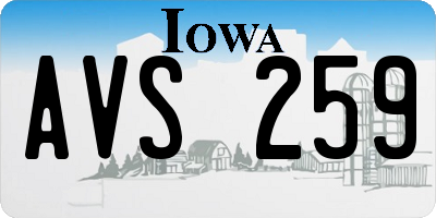 IA license plate AVS259