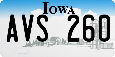 IA license plate AVS260