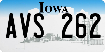IA license plate AVS262