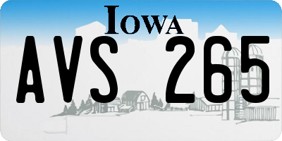 IA license plate AVS265