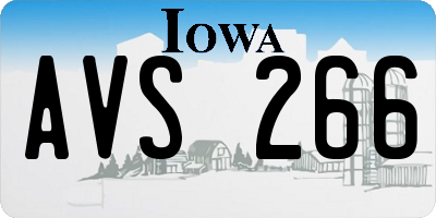IA license plate AVS266