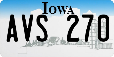 IA license plate AVS270