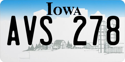 IA license plate AVS278
