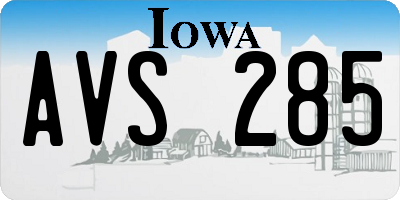 IA license plate AVS285