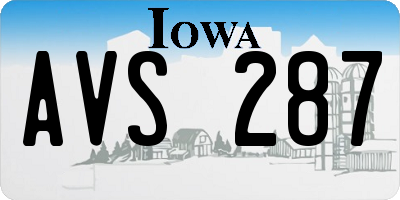 IA license plate AVS287