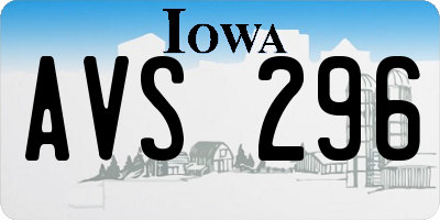 IA license plate AVS296