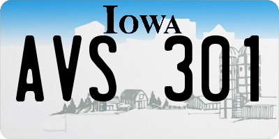 IA license plate AVS301