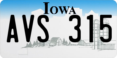 IA license plate AVS315