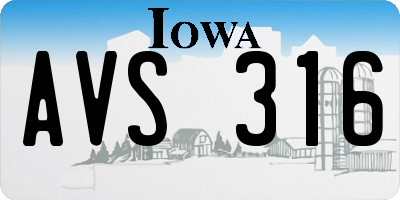 IA license plate AVS316