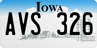 IA license plate AVS326