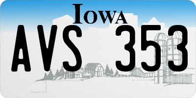 IA license plate AVS353