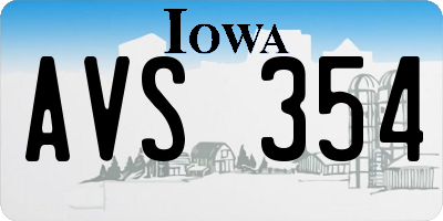 IA license plate AVS354